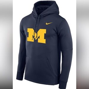 MENS MICHIGAN WOLVERINES BLUE NIKE THERMA TEAM LOGO LONG SLEEVE HOODIE